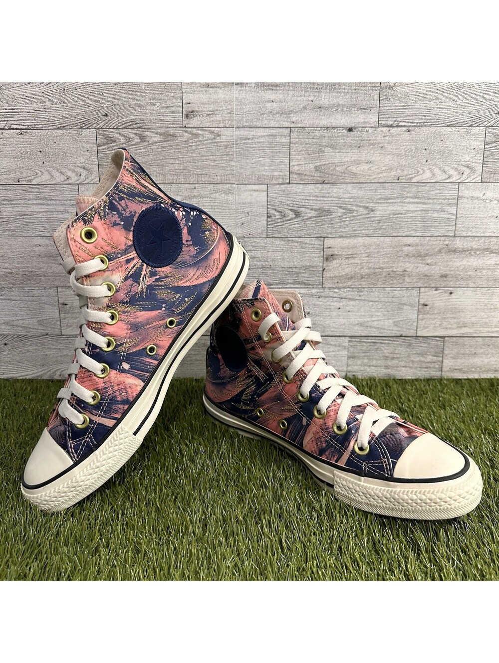 Converse Chuck Taylor All Star Hi Satin 559863C Pale Coral/Navy/Egret Size 8.5 - Picture 2 of 7
